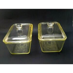 Glasbake Yellow # 805 USA Refrigerator Dish Set Of Two
